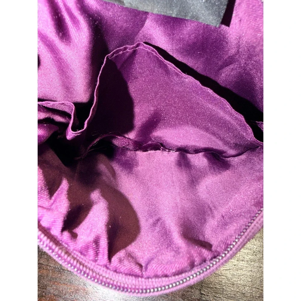 Zara Fragrances Purple Velvet Cosmetic Bag Love Gold Charm Makeup Pouch Zip Mini